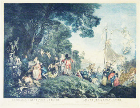 L’embarquement pour Cythère. Ad Cythera conscensio.. TARDIEU (sculp.) & WATTEAU, A. (pinxit):