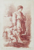 Homme avec deux chiens (Gravure en bistre n° 243).. DEMARTEAU, I, Gilles (1733-1776) d’après Huet fec.:
