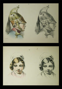 Modèles coloris. 75 planches lithographiques. (sur 100 ?). Qqs planches signées ‘le Breton - Cerisier - V. Adam ou Josephine Ducollet’.