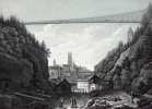 Fribourg. Vue du petit Pont suspendu.. BECK, Th. sculp. d’après WINTERLIN, del: