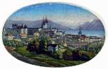 Vue de Lausanne. (Miniature en ovale).. 