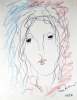 ‘Portrait’ Jeune femme au long cheveux ‘Signé en bas à droite ‘Pierre Spori’ 1984.. SPORI, Pierre (1923-1989):