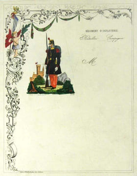 Papier à lettre originale Régiment d’Infanterie Bataillon... . undefined