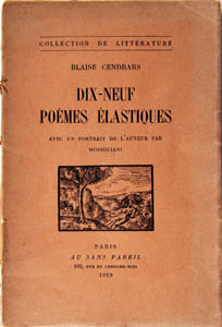 Dix-Neuf poèmes élastiques avec un portrait de l’auteur par Modigliani. Collection ‘Littérature’ volume 4.. CENDRARS, Blaise:
