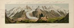 Panorama: Vue de la Chaine du Mont-Blanc prise à la Flégère (Chamounix).. CUVILLER, Ad. lith: