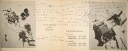 Handwritten letter to ‘Monsieur Sandberg’ (Conservateur of Stedelijk Museum Amsterdam) inside the Exhibition invitation folder on Radio sculptures.- ...