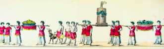 Fête des Vignerons. - 1833 - Dépliant de la Parade (Cortège) lithographié par Spengler à Lausanne. 14 (de 30) Tableaux en couleurs de 50 cm. chacun ...