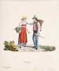 Vaud. (couple de paysanne et paysan). Colorié d’époque (tirée de Costumes Suisses en mignature (sic), . MEYER