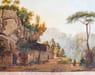 Romentorio ber&uuml;hmte Einsiedeley am Emensee. Aquarell und Tempera &uuml;ber Bleistift, mit in Schwarz und breiter in Grau getuschter Einfassung. . BLEULER, ...