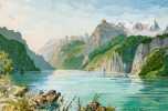 Vues pittoresques du Lac des Quatre Cantons et de ses environs. 32 aquarelles d’après les originaux de différents artistes.. BRENNWALD, Alfred ...