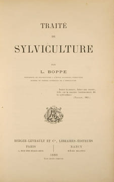 Traité de Sylviculture.. BOPPE, L.:
