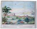 Vue de la Ville de Lausanne. (Vue vers le Lac Leman et les Alpes de la Savoie). Sign&eacute; „Verfertigt von F. Wolff“.. WOLFF, F. (Fritz ?) (19 Jhd.):