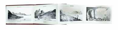 Rigi, Lac des IV Cantons et Route du St. Gotthard. Leporello d'au total 34 vues d'après gravures, imprimées en plusieurs teintes de gris et blanc pour ...