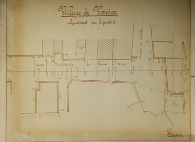 Projets et travail d'études manuscrits de G. Aeschlimann de l'École des arts et métiers de Genève pour travaux architecturaux à Vernier (GE) en 1916/17, avec plans.