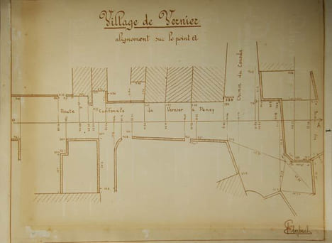 Projets et travail d'études manuscrits de G. Aeschlimann de l'École des arts et métiers de Genève pour travaux architecturaux à Vernier (GE) en ...