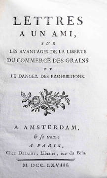 Lettres à un ami sur les avantages de la liberté du commerce des grains et le danger des prohibitions.. (LE TROSNE, (Guillaume-François)):
