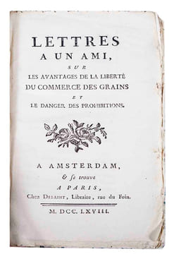 Lettres à un ami sur les avantages de la liberté du commerce des grains et le danger des prohibitions.. (LE TROSNE, (Guillaume-François)):