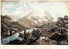 Vue du Mont Blanc et du Pont St. Martin. Aquatinte en deux teintes et rehaussée à la main de blanc.. WEBER, (Friedrich 1792-1847) (dessinée d’après ...