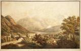 Vue du Mont-Blanc prise de St-Martin. Eau-forte rehaussée à la main en couleurs.. DE LA RIVE, Pierre-Louis (1753-1817):