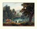 Lac de Chède. Aquatinte aquarellée et gouachée à la main en couleurs.. BIRMANN, Samuel (1793-1847).: