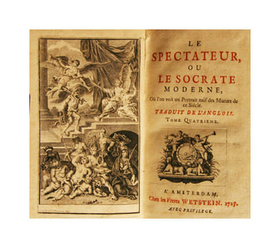 Le spectateur ou le socrate moderne, où l’on voit un Portrait naïf des Moeurs de ce Siècle. Traduit de l’anglais. En 6 volumes.. STEELE, Richard ...