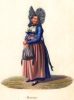 Berne. Bernoise coiffée d’un bonnet de dentelles à deux ailes, un sac à la main. Costumes Suisses par G. Lory fils et F.-W. Moritz . Lory fils / ...