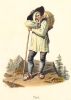 Uri. - Montagnard portant deux fromages sur son cacolet, fumant la pipe appuyé sur son alpenstock. Costumes Suisses par G. Lory fils et F.-W. Moritz . ...