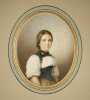 Porträt einer jungen Frau in Tracht. Kolorierte Handzeichnung im Oval.. SUTER, Jakob (Riedikon/Zh 1793 - 1874 Thun), zugeschr.