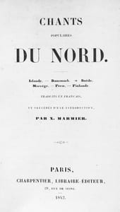 1) MARMIER, X.: Chants populaires du nord. Islande. - Danemark. - Suède. - Norvège. - Feroe. - Finlande. Traduits en français et précédés d’une introduction. / 2) Traditions populaires du Rhin, de la forêt-noire, de la vallée du nècre, de la moselle et du taunus.  Seconde éd. / 2 volumes rel. ens.