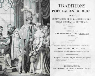 1) MARMIER, X.: Chants populaires du nord. Islande. - Danemark. - Suède. - Norvège. - Feroe. - Finlande. Traduits en français et précédés d’une introduction. / 2) Traditions populaires du Rhin, de la forêt-noire, de la vallée du nècre, de la moselle et du taunus.  Seconde éd. / 2 volumes rel. ens.