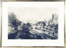 Fribourg. Vue prise du Gottéron. - Lithographie en noir originale.. SABATIER, L.: