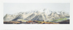 Panorama du Mont Blanc depuis le Mont Jouy pris des Bains de St. Gervais.. DEROY, dess. et lith. par: