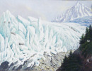 Vue du Glacier des Bossons (Chamonix) et de les Eguilles (avec un groupe d’alpinistes sur le glacier).. DUBOIS, Jean (1789-1849) 