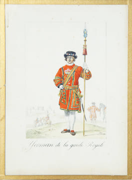 Angleterre, England. Costumes. - 1) Yeoman de la garde Royale / 2) Hérault d’Armes / 3) Invalide de Chelsea / 4) Inspecteur des poids et mesures. 4 ...