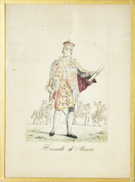 Angleterre, England. Costumes. - 1) Yeoman de la garde Royale / 2) Hérault d’Armes / 3) Invalide de Chelsea / 4) Inspecteur des poids et mesures. 4 ...