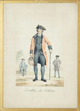 Angleterre, England. Costumes. - 1) Yeoman de la garde Royale / 2) Hérault d’Armes / 3) Invalide de Chelsea / 4) Inspecteur des poids et mesures. 4 ...