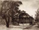 Maison de campagne avec veranda et arbre devant. Eau-forte originale.. ROBERT, Henri (1881-1961):