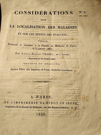 CONSIDERATIONS SUR LA LOCALISATION FES MALADIES ET SUR LES EFFETS DES EVACUANS : thèse présentée et soutenue à la Faculté de médecine de Paris le 5
janvier 1833. 