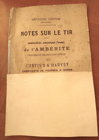 NOTES SUR LE TIR avec instructions concernant l’usage de l’AMBERITE (poudre de chasse sans fumée). 
