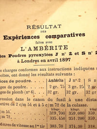 NOTES SUR LE TIR avec instructions concernant l’usage de l’AMBERITE (poudre de chasse sans fumée). 
