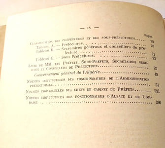 ANNUAIRE DES MEMBRES DE L’ADMINISTRATION PREFECTORALE AU 1er JANVIER 1924 .