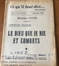 LE DIEU QUE JE NIE ET COMBATS, L’IMPOSTURE RELIGIEUSE.