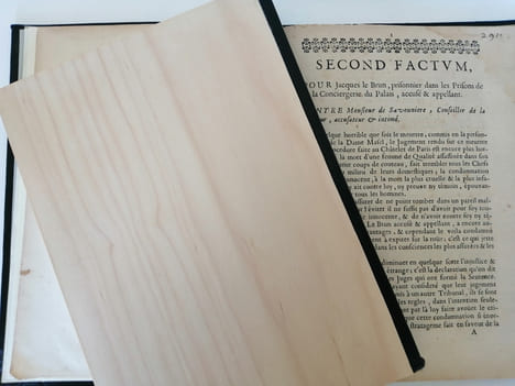 Second factum pour Jacques Le Brun, prisonnier dans les Prisons de la Conciergerie du Palais, accusé et appelant. Contre Monsieur de Savonnière , ...