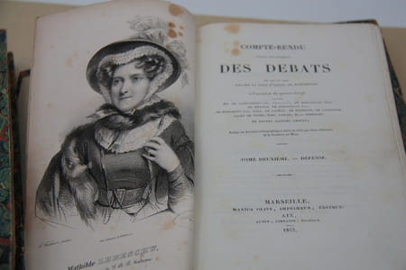 Compte-rendu exact et littéral des débats qui ont eu lieu devant la cour d'assises de Montbrison à l'occasion du procès dirigé contre MM. de Saint-Priest (duc d'Almazan), de Kergolay père, de Ménars, de Kergolay fils, de Bourmont fils, Sala, de Lachau, de Bermond, de Candolle, Laget de Podio, Esig, Ganail, Mlle Lebeschue et divers accusés absens; Rédigé sur des notes sténographiques mises en ordre par deux rédacteurs de la Gazette du Midi.
Marseille / Aix 1833