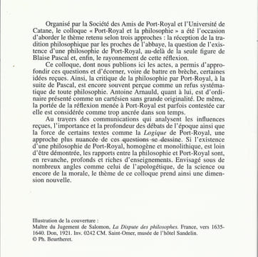 Port-Royal et la philosophie Chroniques de Port-Royal N°61. Collectif