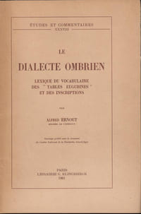 Le dialecte ombrien Lexique du vocabulaire des «tables eugubines» et des inscriptions