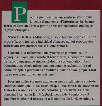 En chaque homme son tarot Médecine psychologie et jeu divinatoire. Dr. Klaus Müsebeck