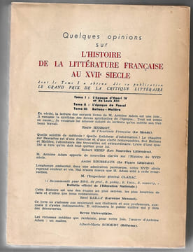 Histoire de la littérature française au XVIIe siècle - Tome 1 - L'époque d'Henri IV et de Louis XIII. Antoine Adam