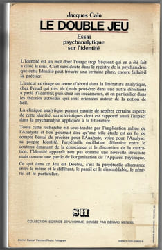 le double jeu - Essai psychanalytique sur l'identité. Jacques Caïn
