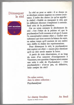 Démasquer le réel - Un essai sur l'objet en psychanalyse. Serge Leclaire